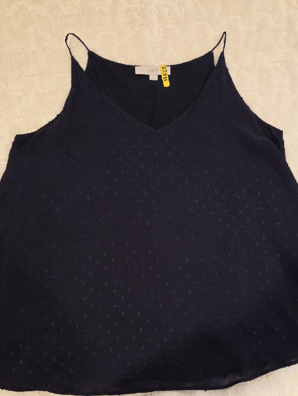 LOFT Navy Swiss Dot Sleeveless Blouse V-Neck Tank Top Size Small
